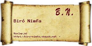 Biró Nimfa névjegykártya